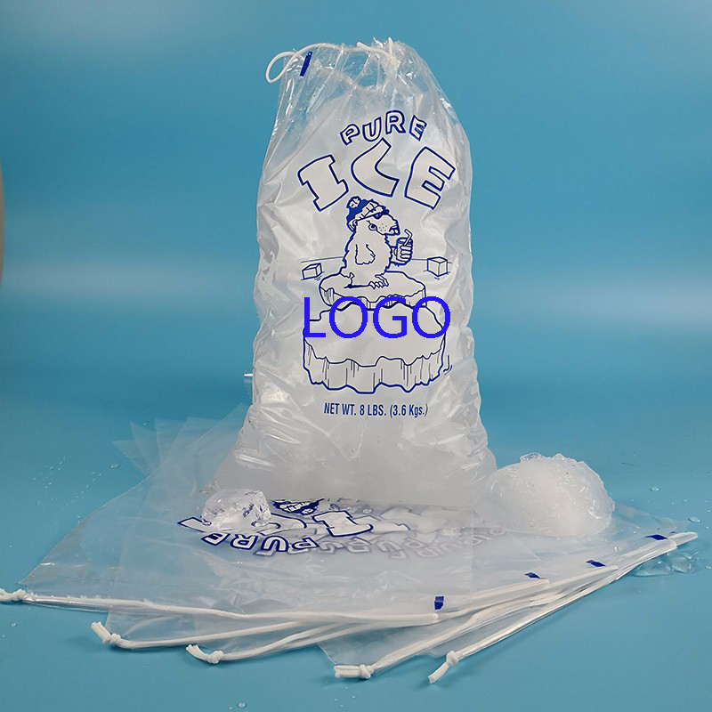 8LB Plastic Ice Cube Bags W/Drawstring 3