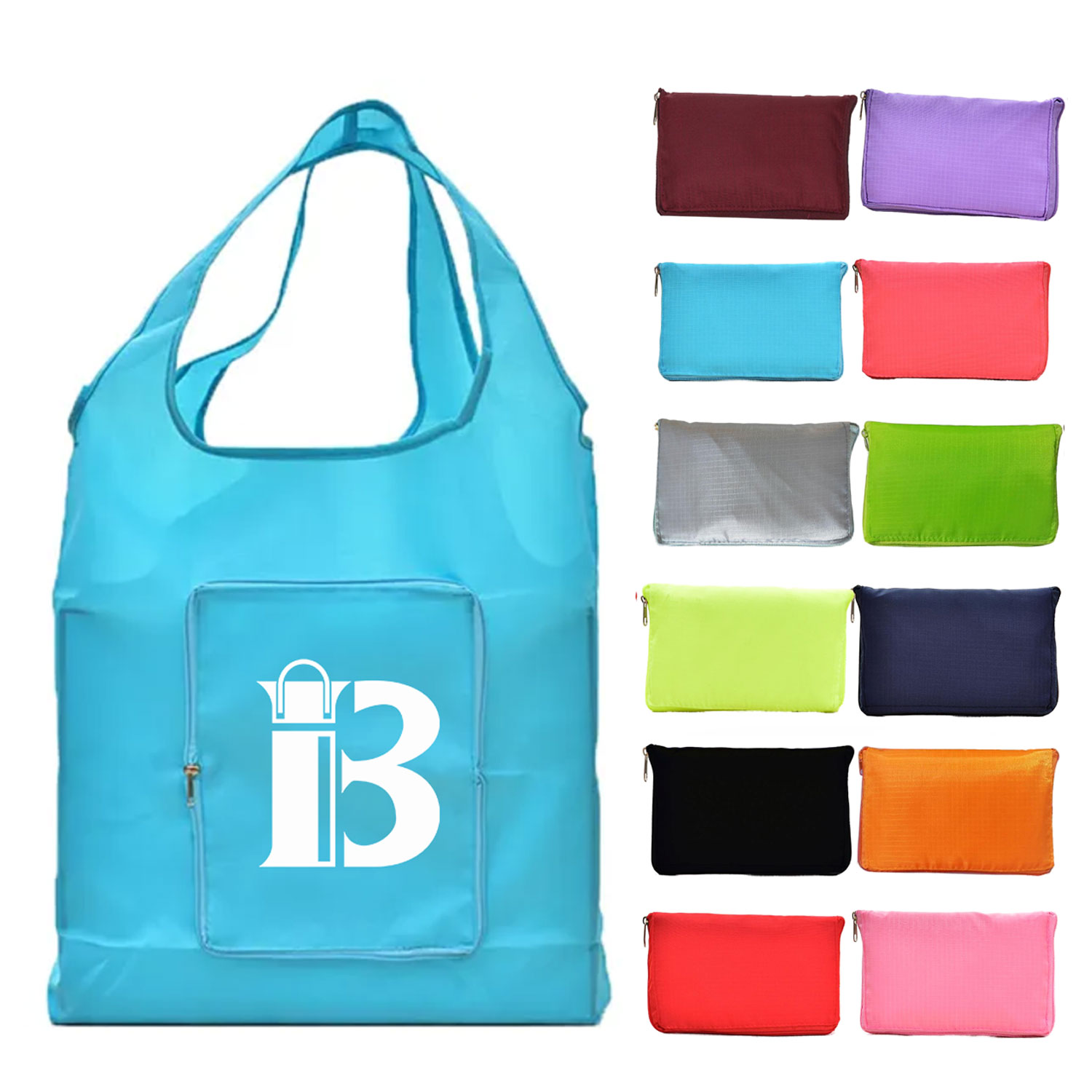 Large Reusable Foldable Polyester Oxford shopping Tote Bag, custom tote bag with logo imprint 3