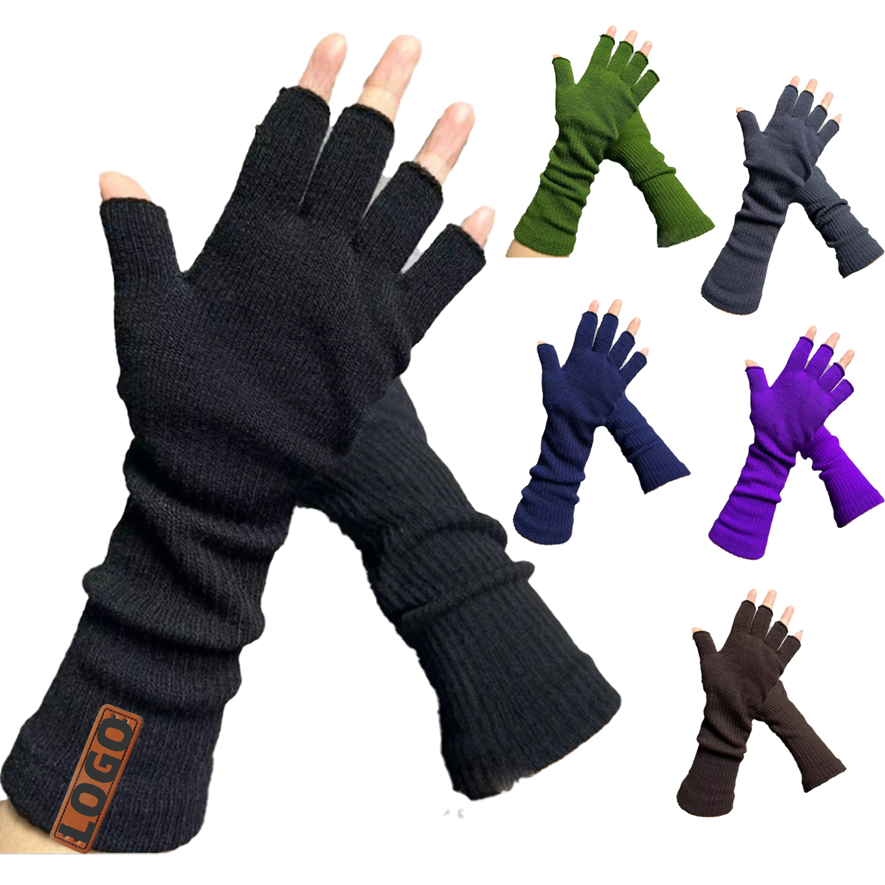 Winter Fingerless Long Knit Glove  2
