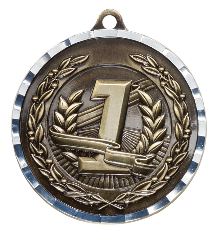 2" Gold 1st Diamond Cut Medal 2