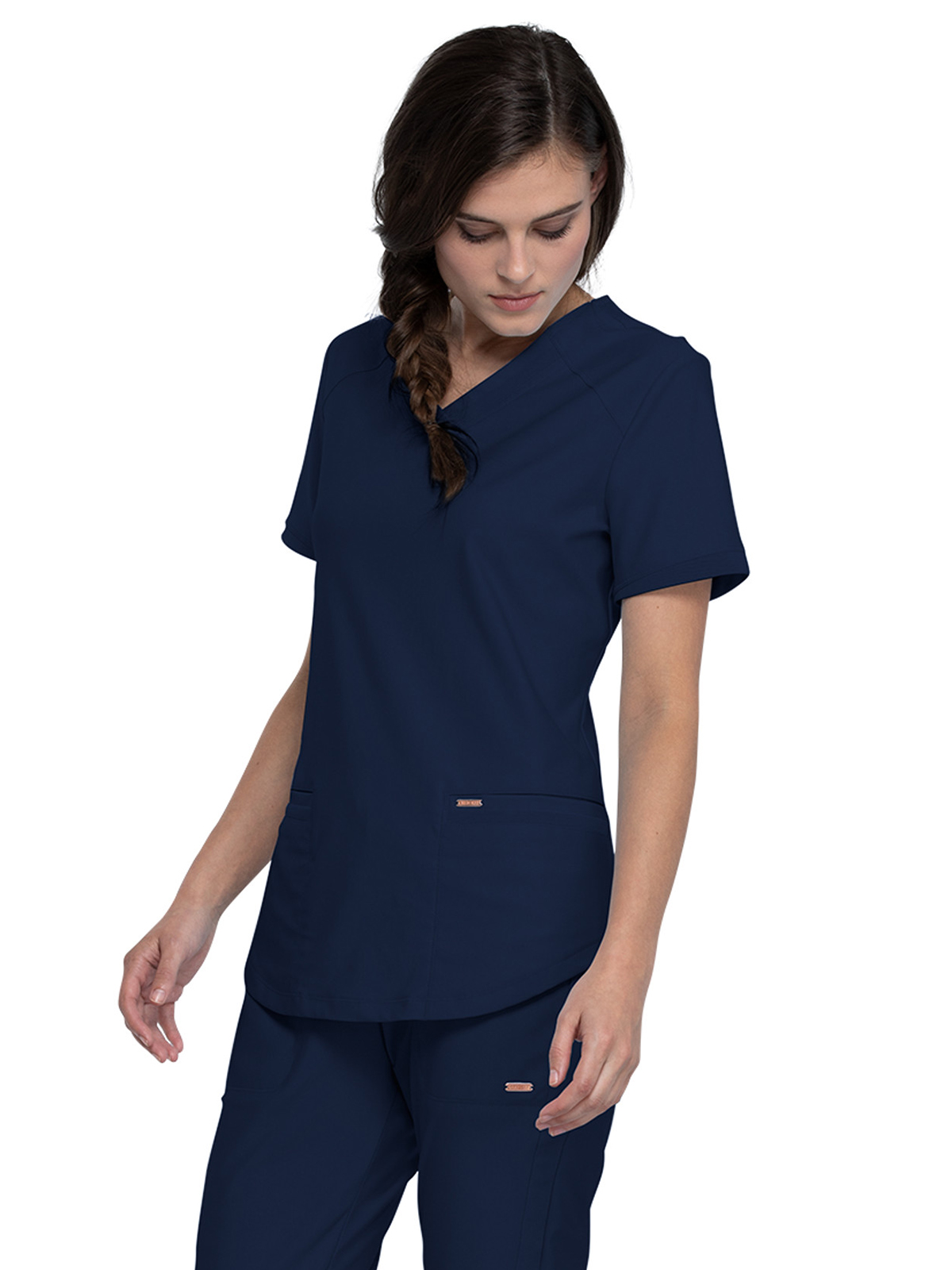Cherokee - Form - Women's 2-Pocket Curved Hemline V-Neck Top 10