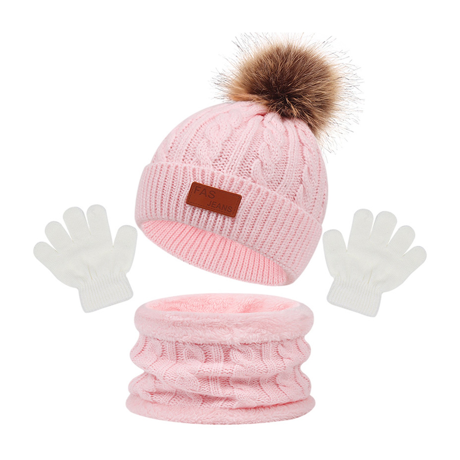 Winter Beanie Hat Scarf Gloves Set 8