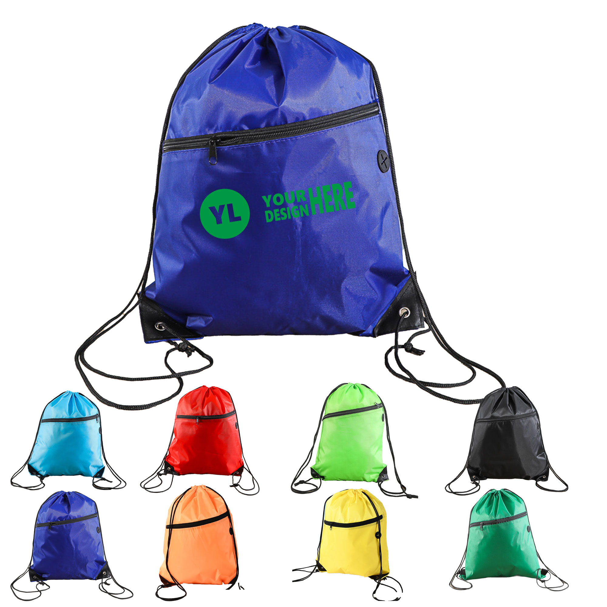 Polyester Drawstring Backpack With Zipper 2