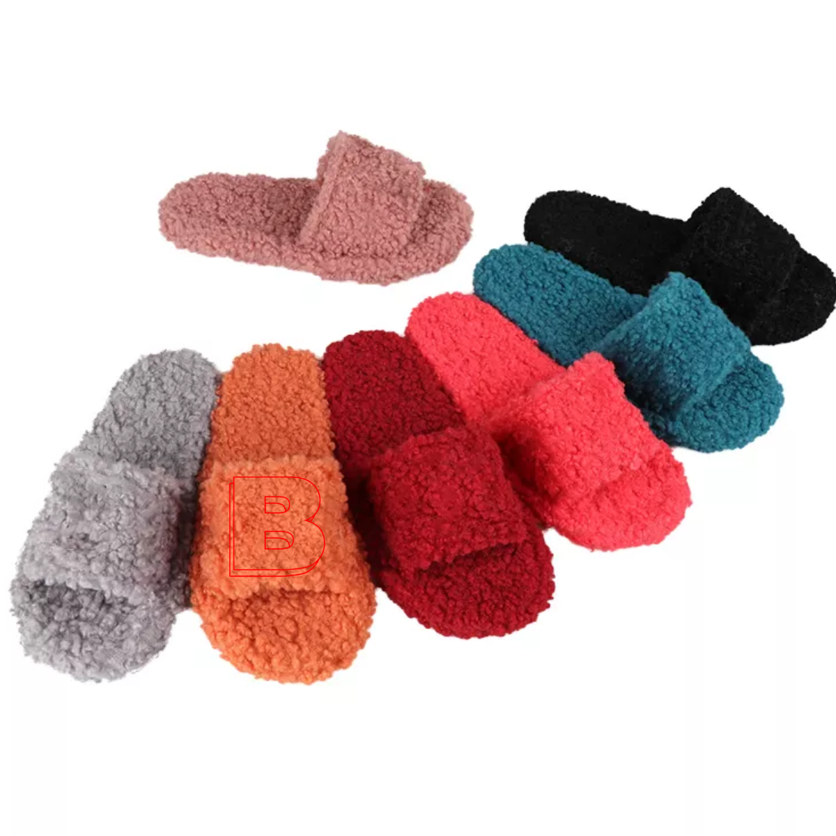 Womens Embroidered Fur Slippers 2