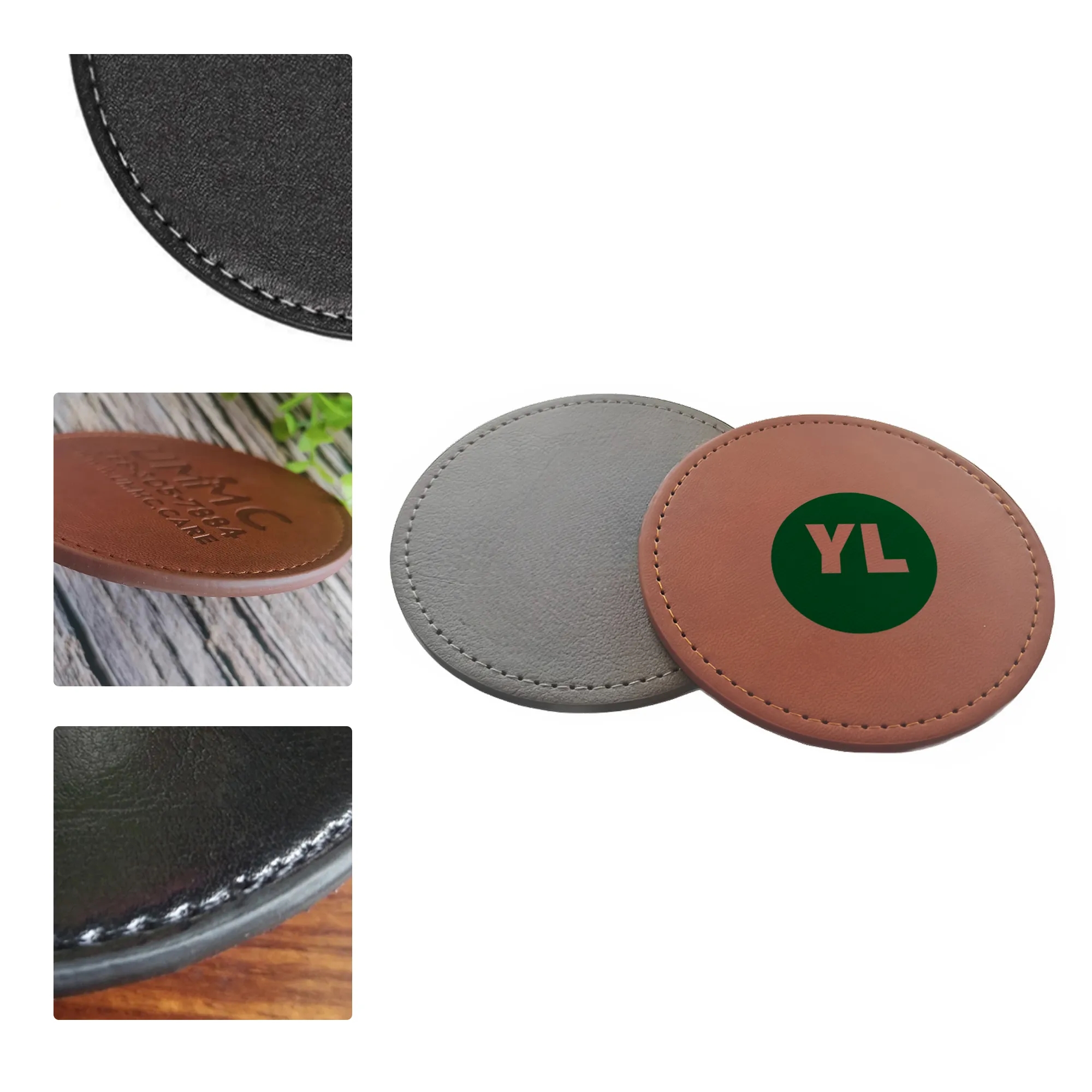 MOQ50 PU Leather Embossed Coaster 3