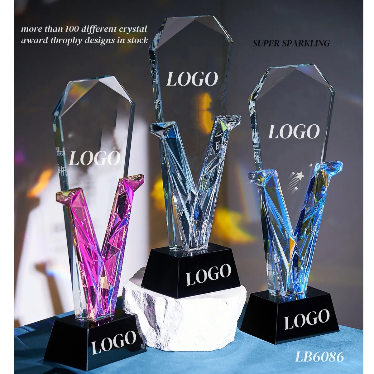 Sparkling Rainbow Crystal Throphy Award Engraved Gifts 2