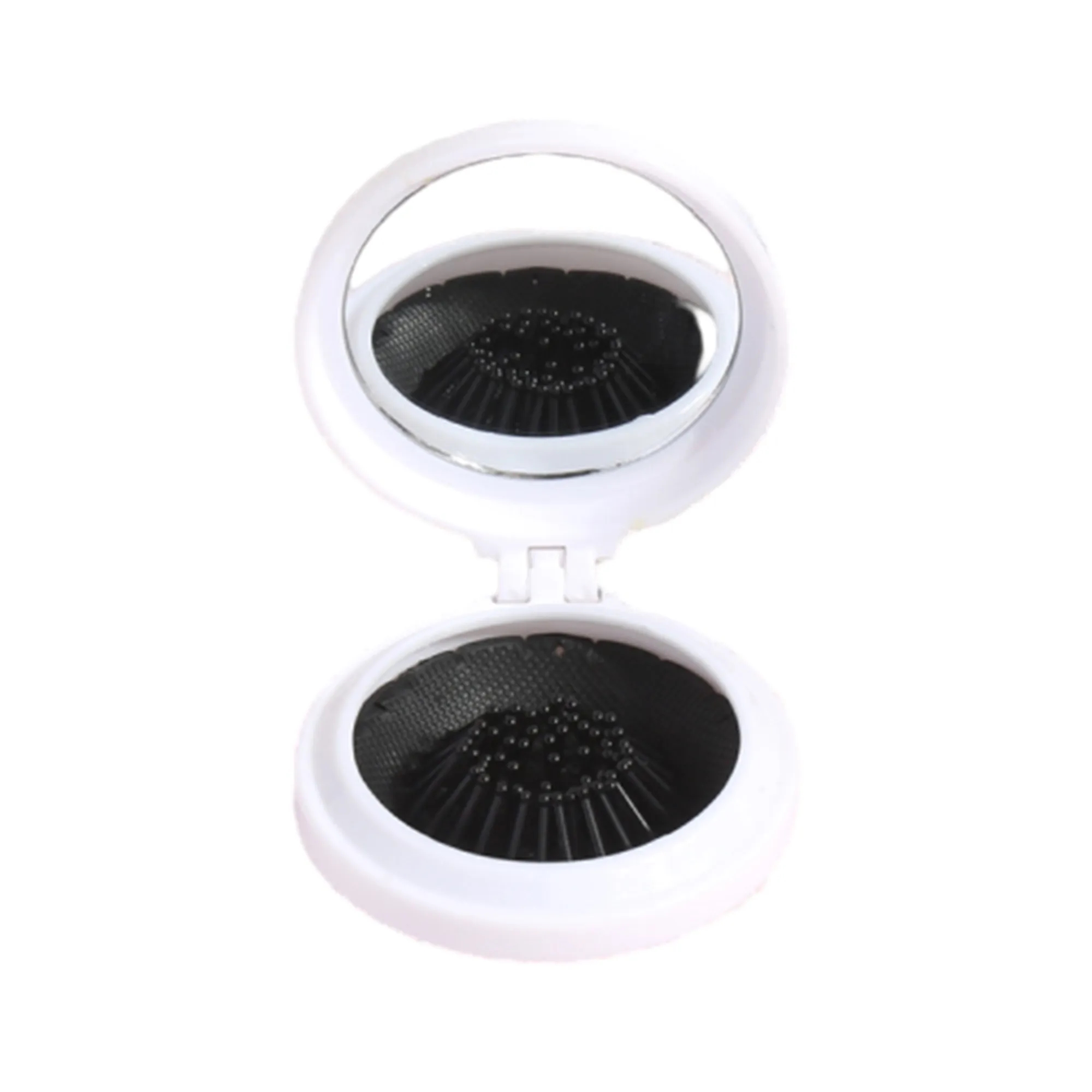 Folding Travel Round  Mirror Hair Comb 2