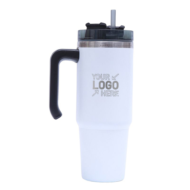 30 OZ Double Walls Stainless Steel Auto Tumbler With Straw And Handle 3