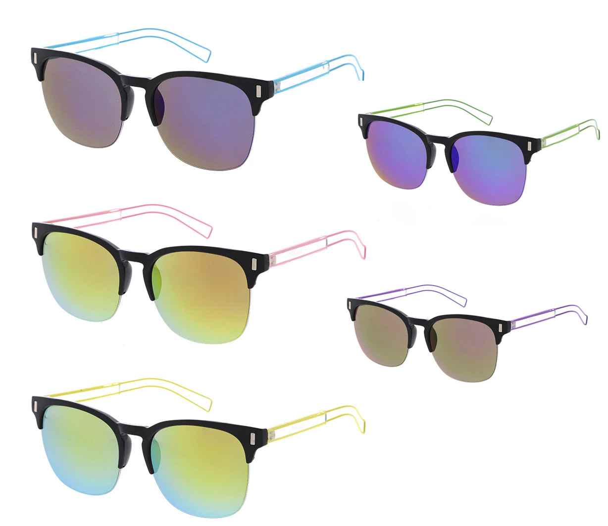 The Club Unisex Wire Tipped Sunglasses with Color Mirror Lens 2