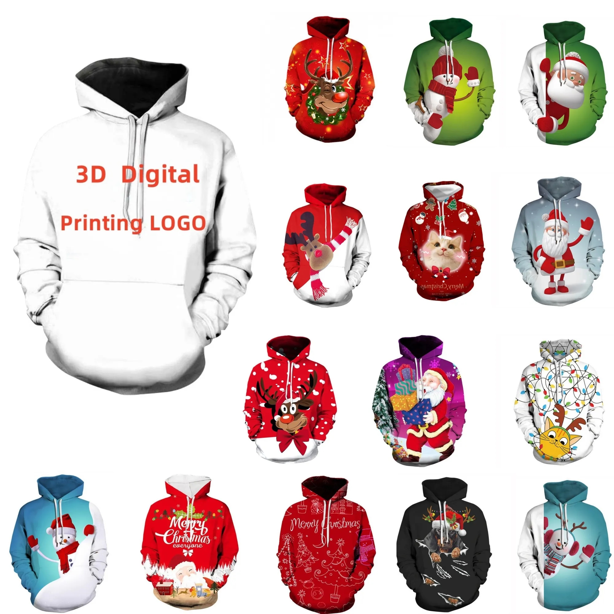 Full Color Christmas 3D Print Graphic Hoodies 4