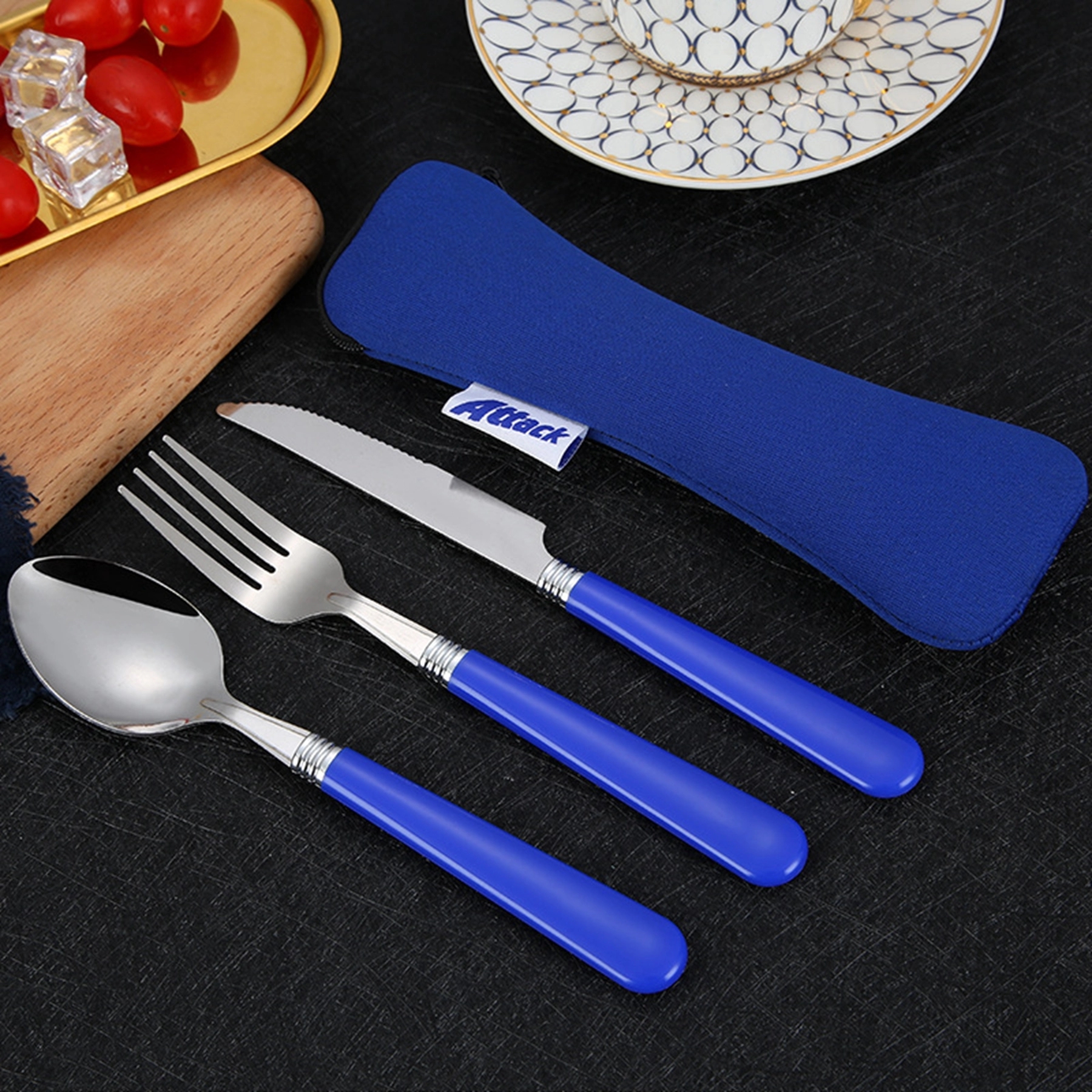 Plastic Handle Camping Tableware Set 6