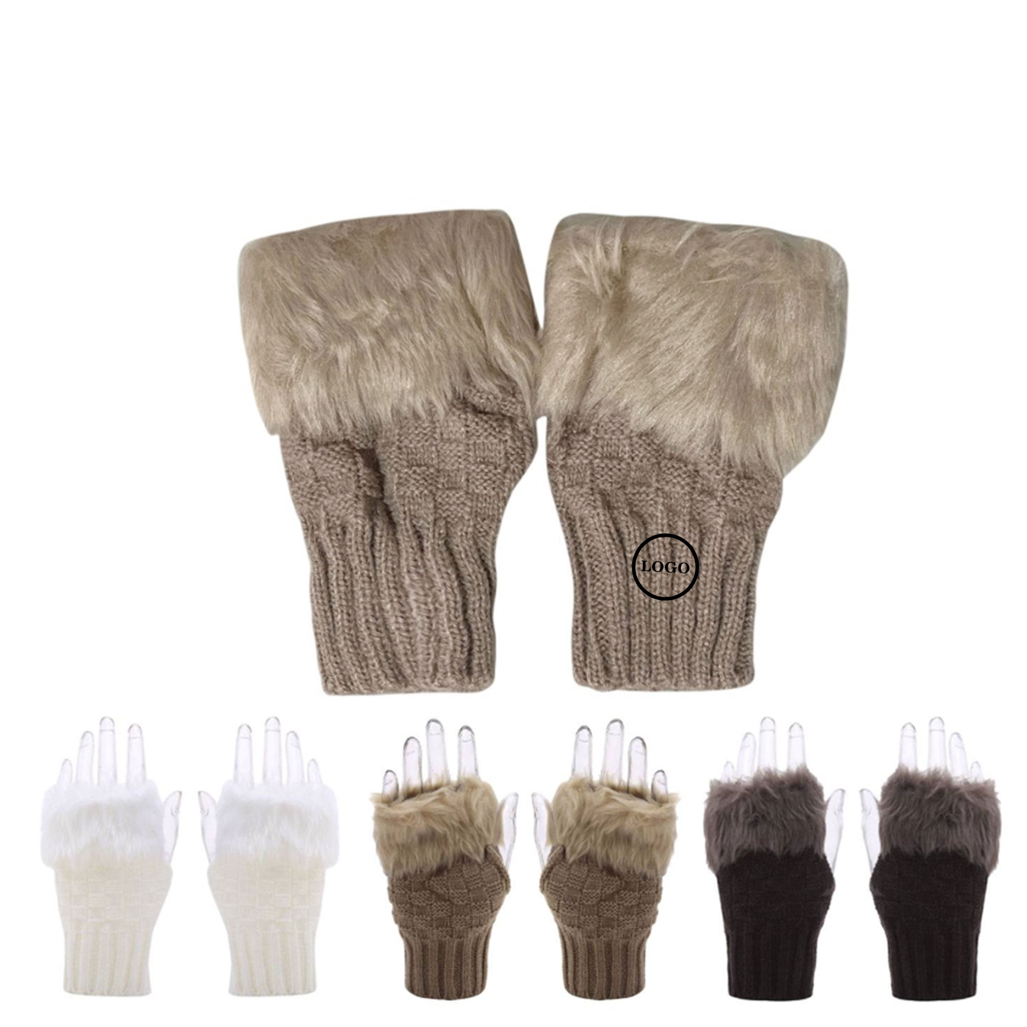 Stylish Faux Fur Knit Arm Warmers for Women 2