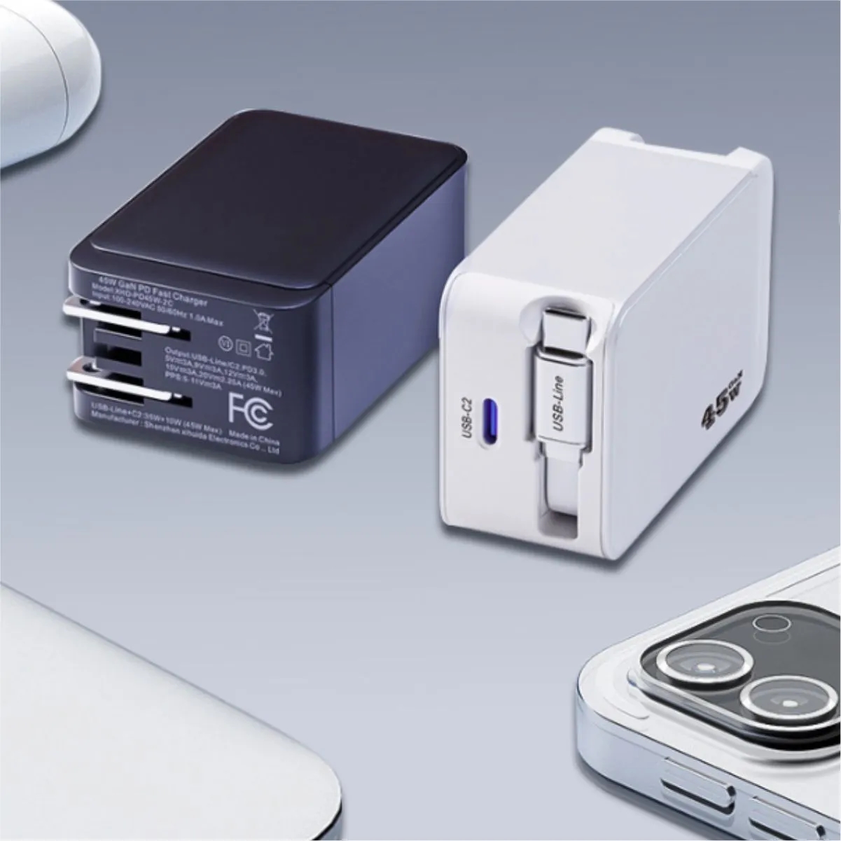 45W GaN Wall Charger With Retractable USB-C Cable 6