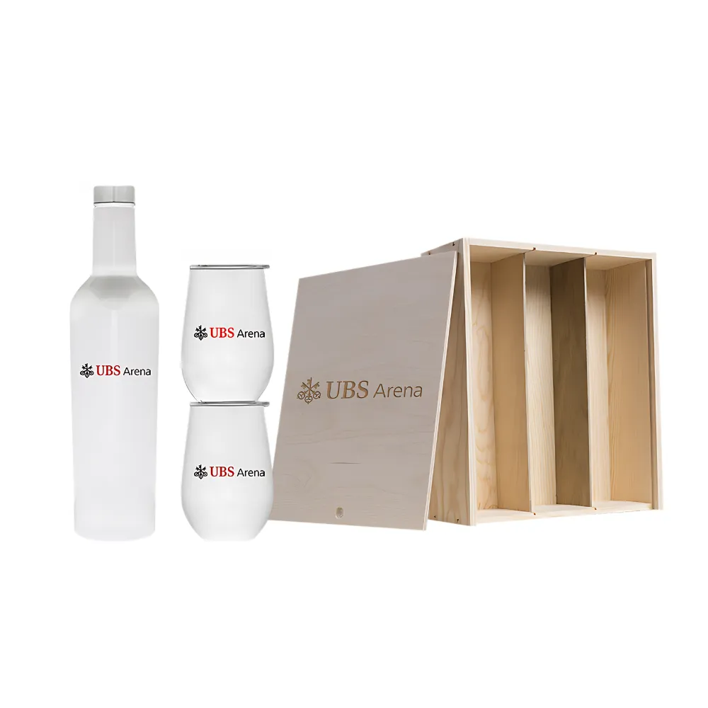 Wine Growler & Tumbler Set with Wooden Box and Bottle Slot 5