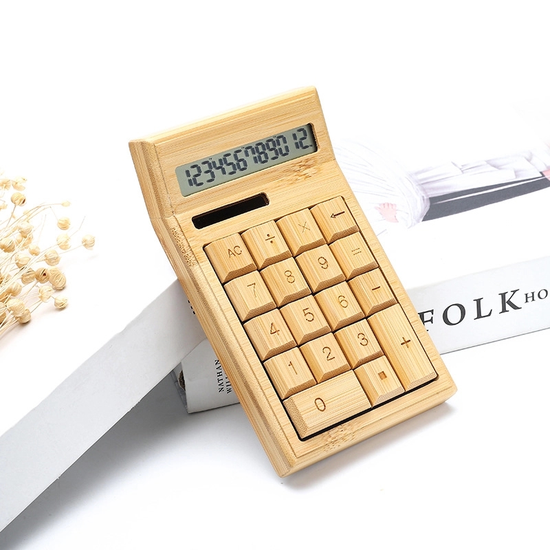 Natural Bamboo Wooden Solar Calculator 2