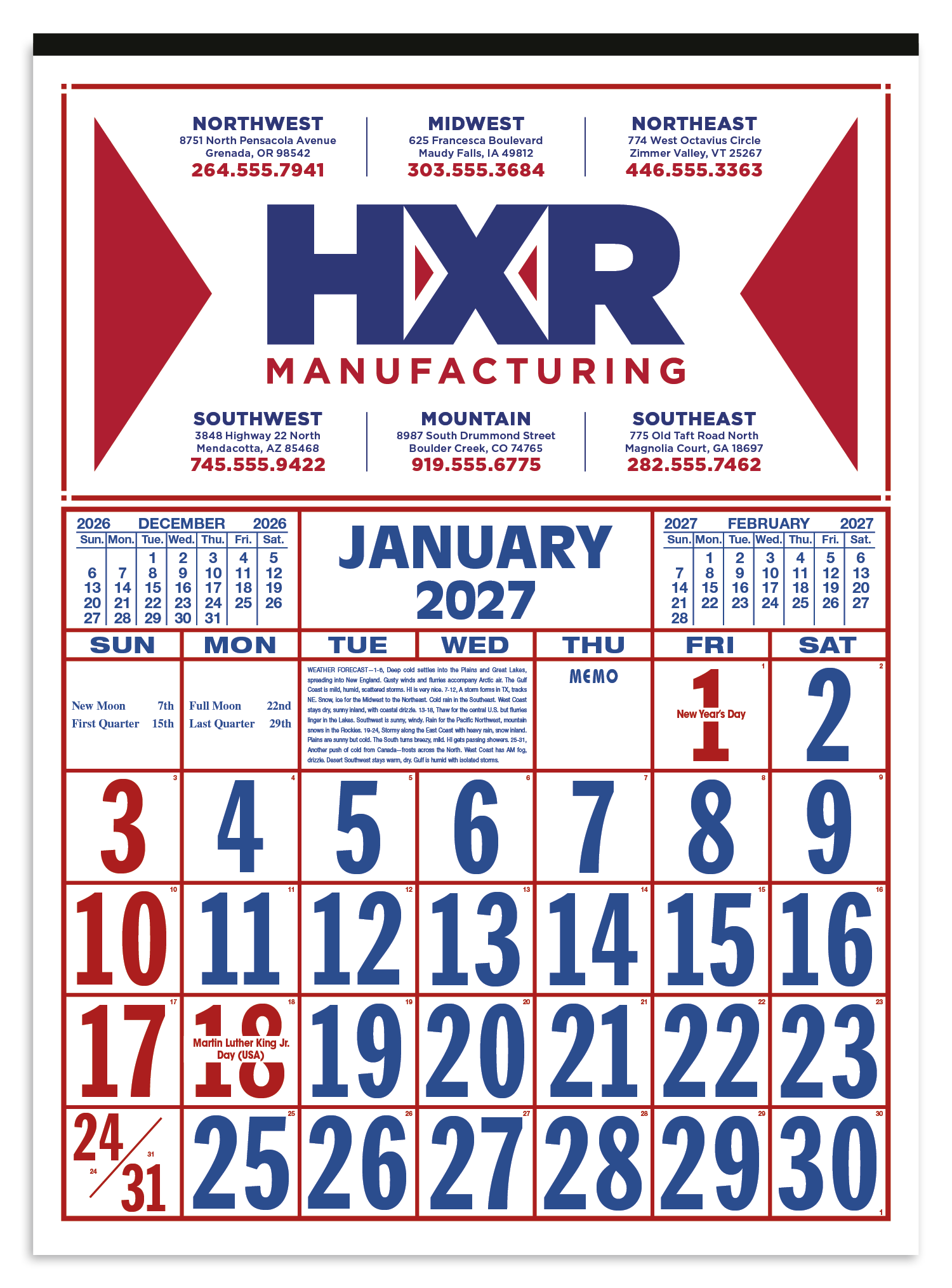 Skinner & Kennedy® Commercial 12-Sheet Calendar 9