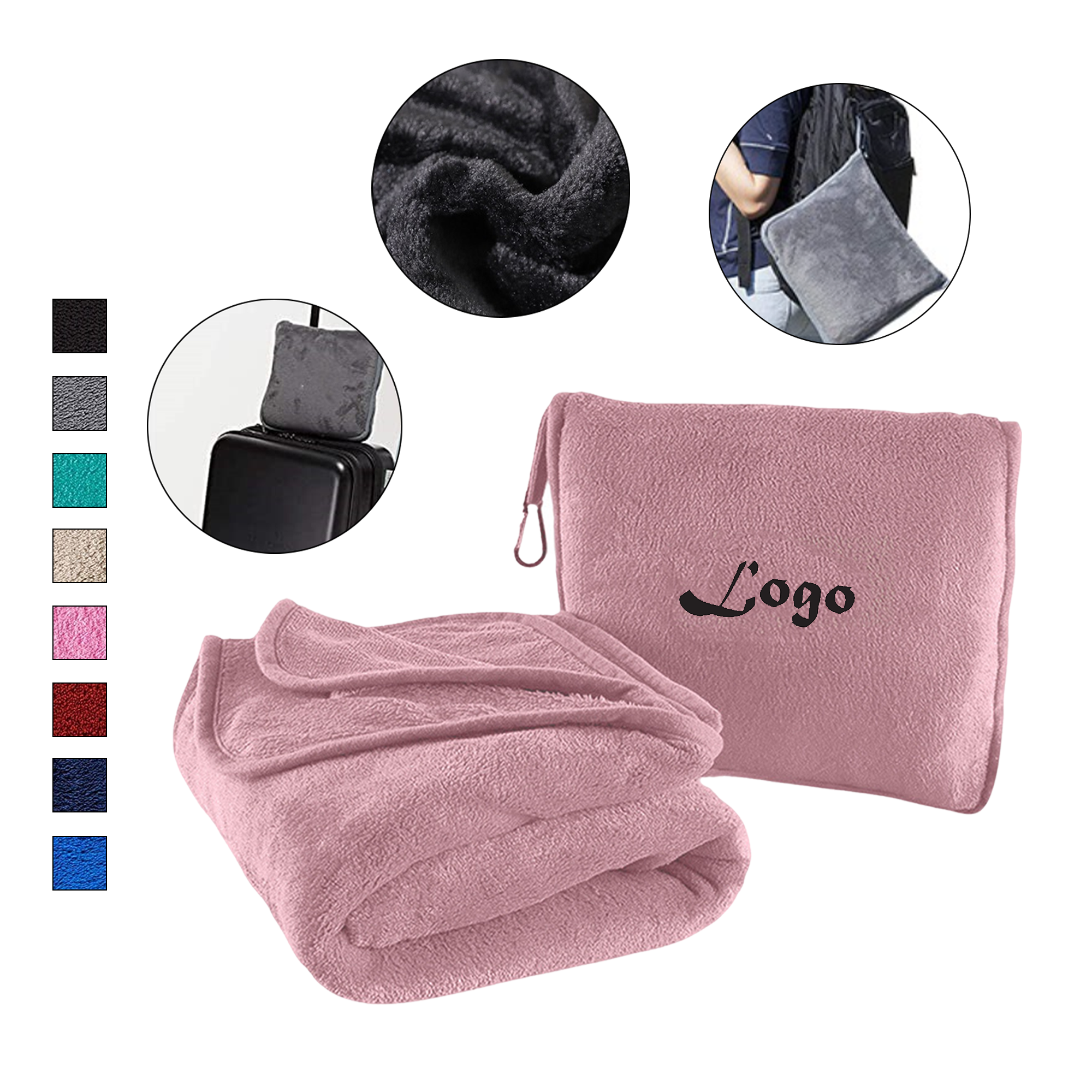 Travel Pillow Flannel Blanket Set 1