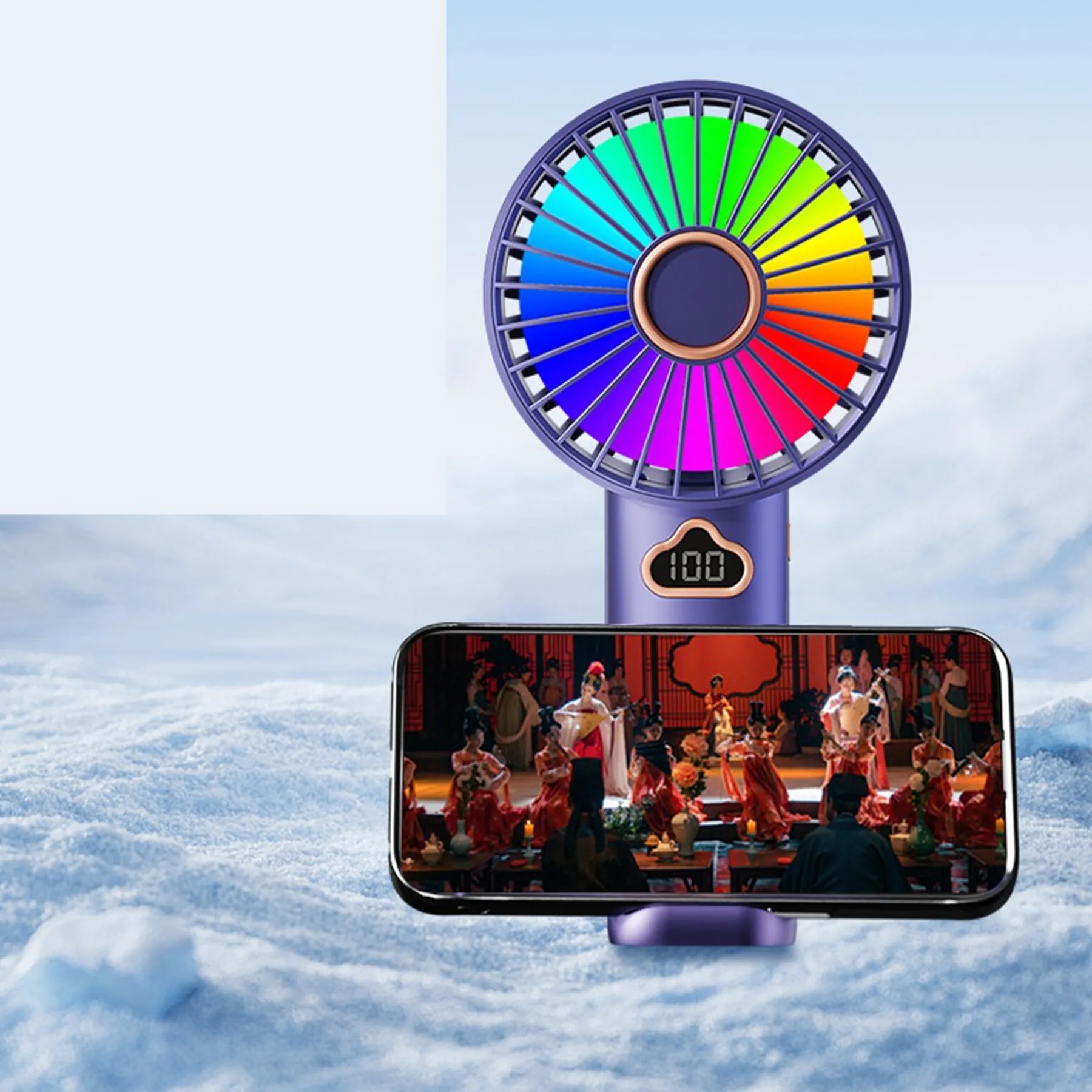 500 mAh Digital Display Handheld Fan with Hook 3