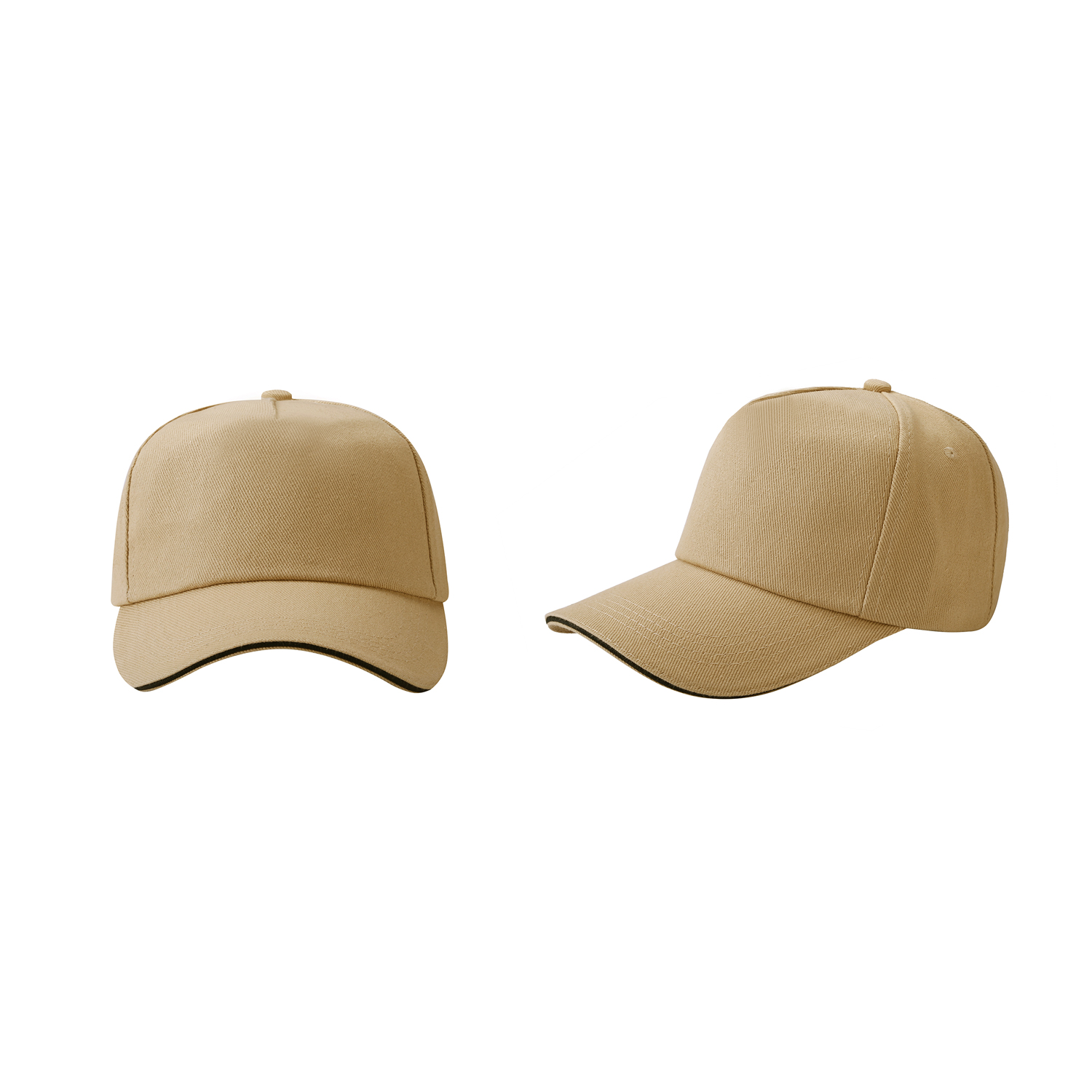 Stock Single-Yarn Drill Cotton 5 Panel Cap w/Double Buckle Back Fastener 2