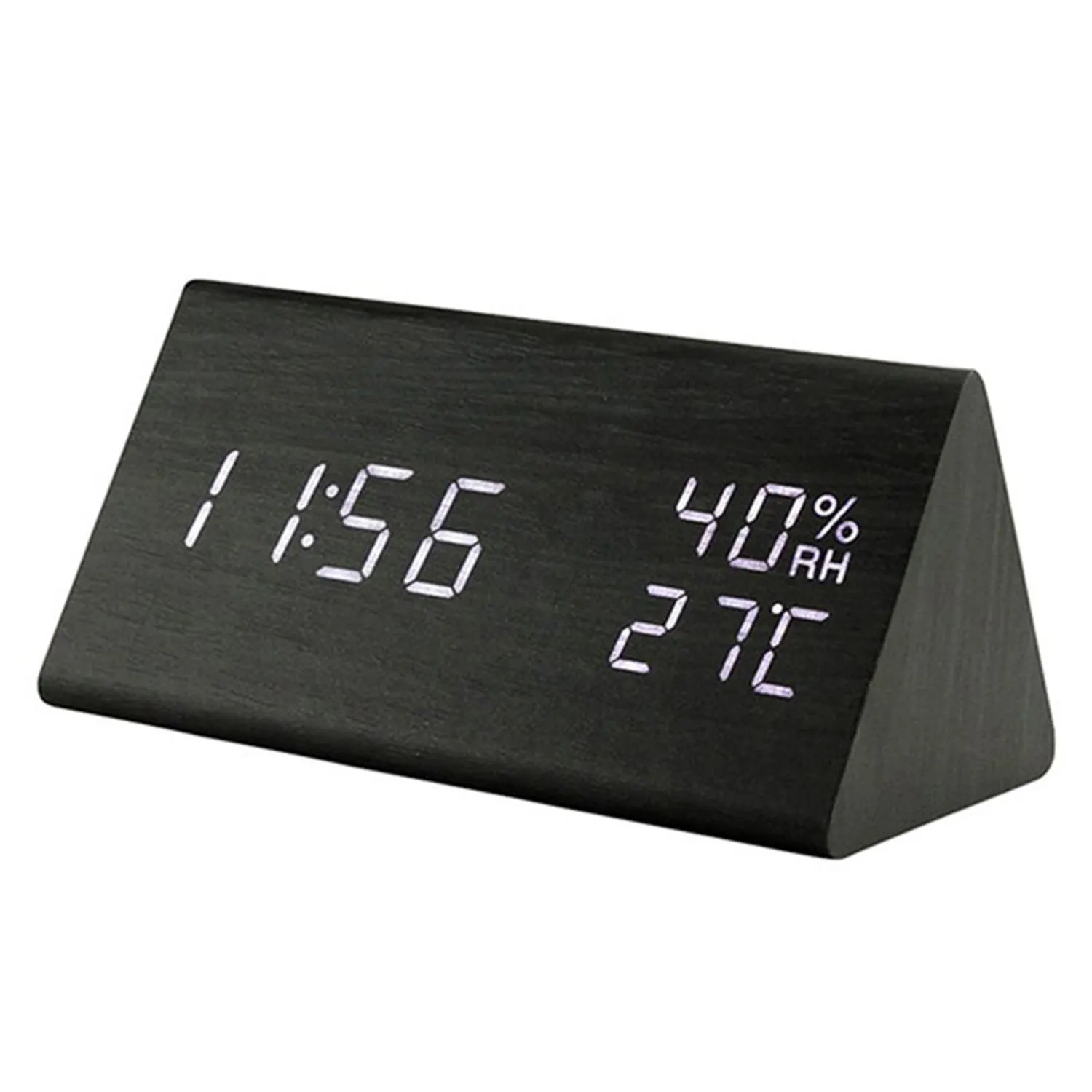 Humidity Temperature Wood Alarm Clock 4