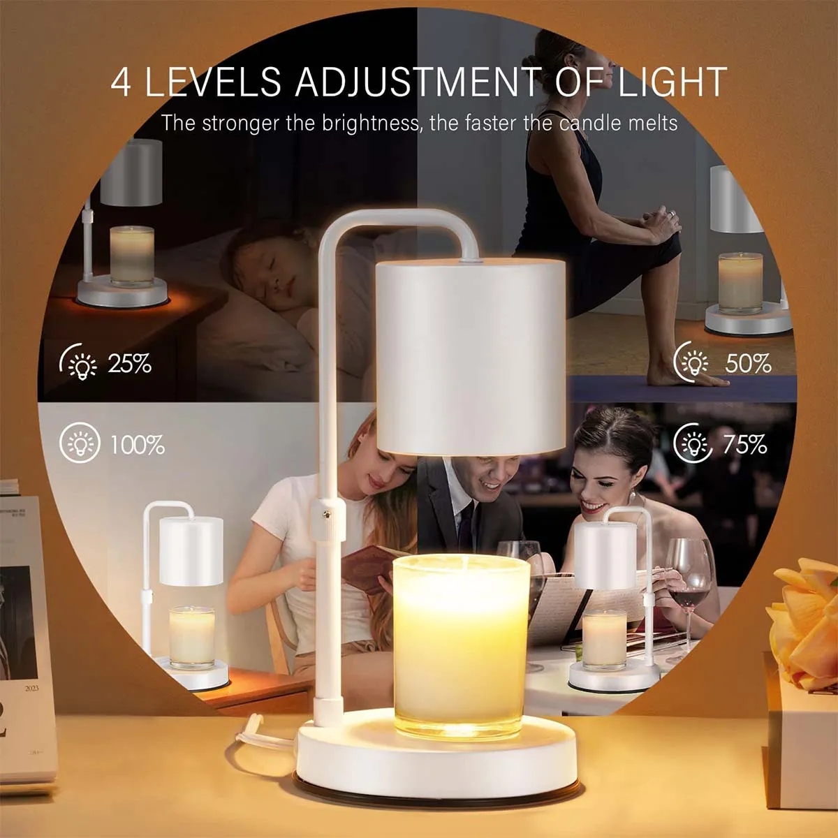 Adjustable Height Candle Wax Warmer Lamp with 2 Bulbs 3