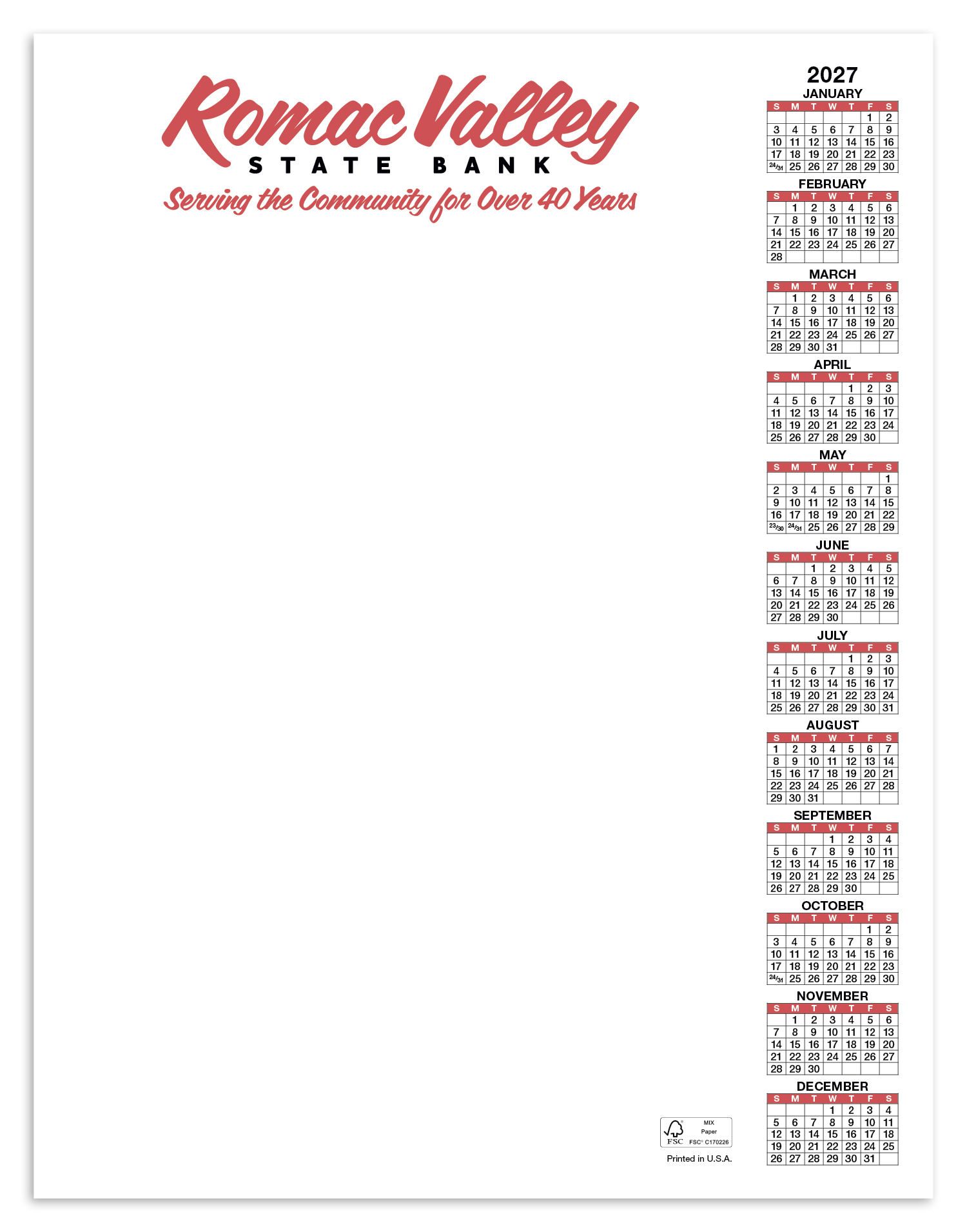 Skinner & Kennedy® Scratch Pad Calendar 32