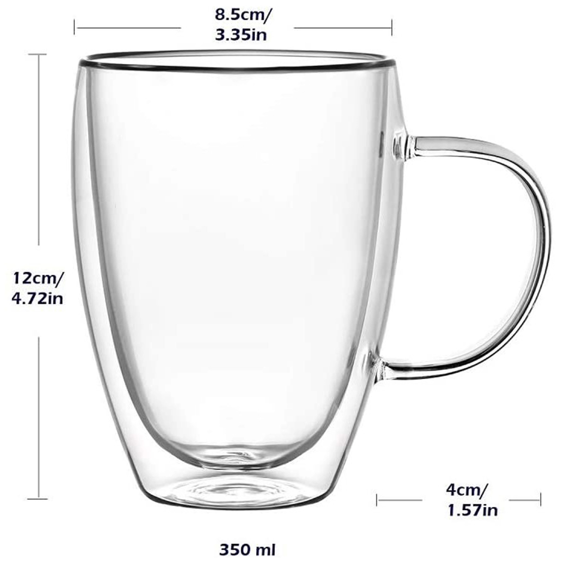 12oz Double Walled Glass Coffee Mugs 2
