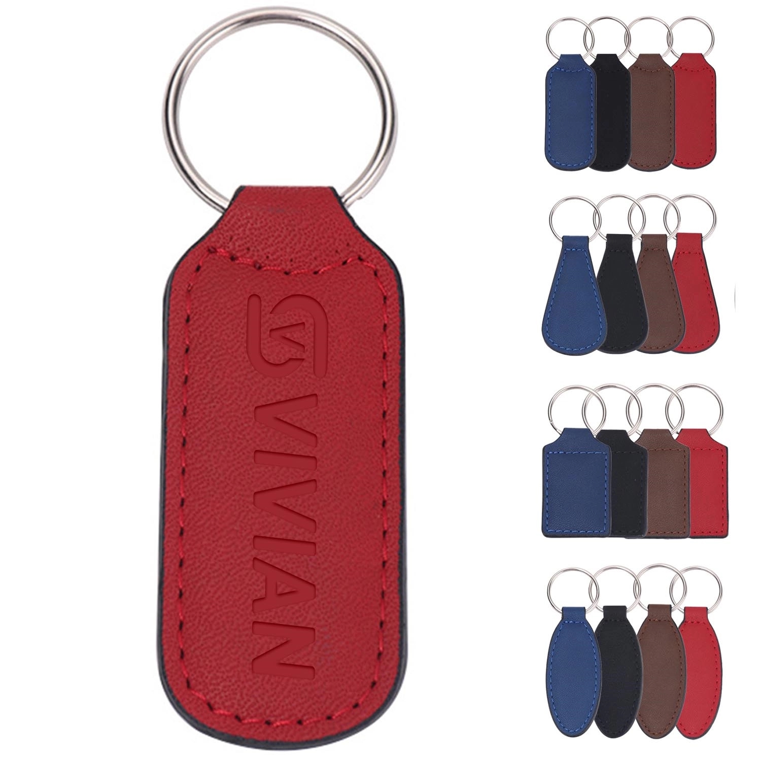 PU Leather Rectangle Keychain 14