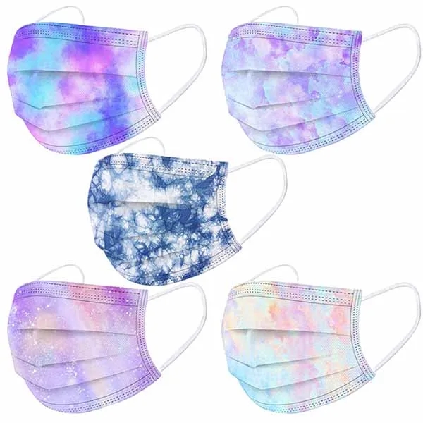 50 Pack Tie Dye Disposable Face Mask 2