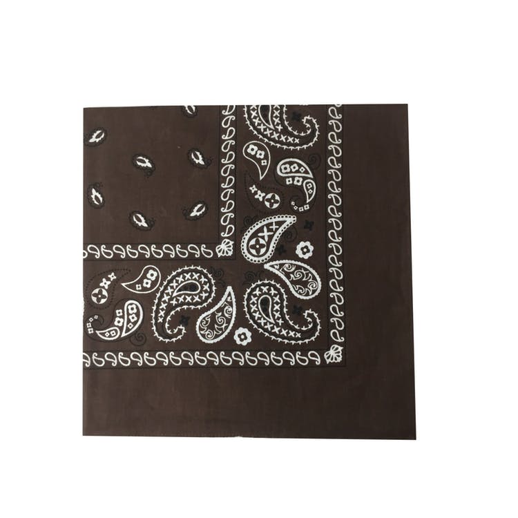 Cotton Bandanas - Brown with Paisley Print 2