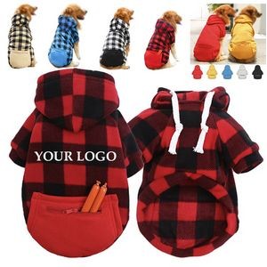 Pets Clothing Thick Polyester Dogs Winter Plaid Hoodies Sweatshirts 2