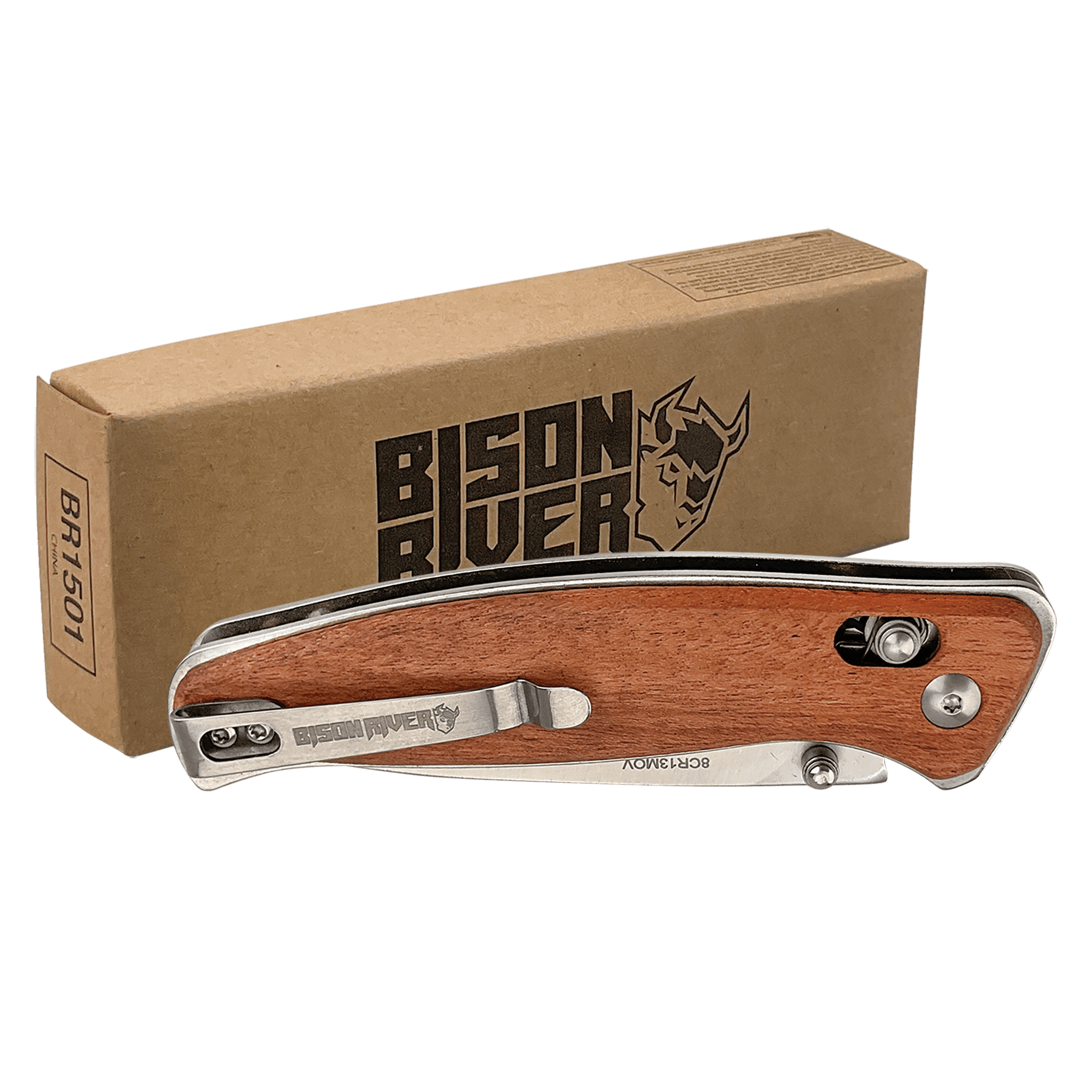 Bison River 4.5" Wood Button Lock Knife 3