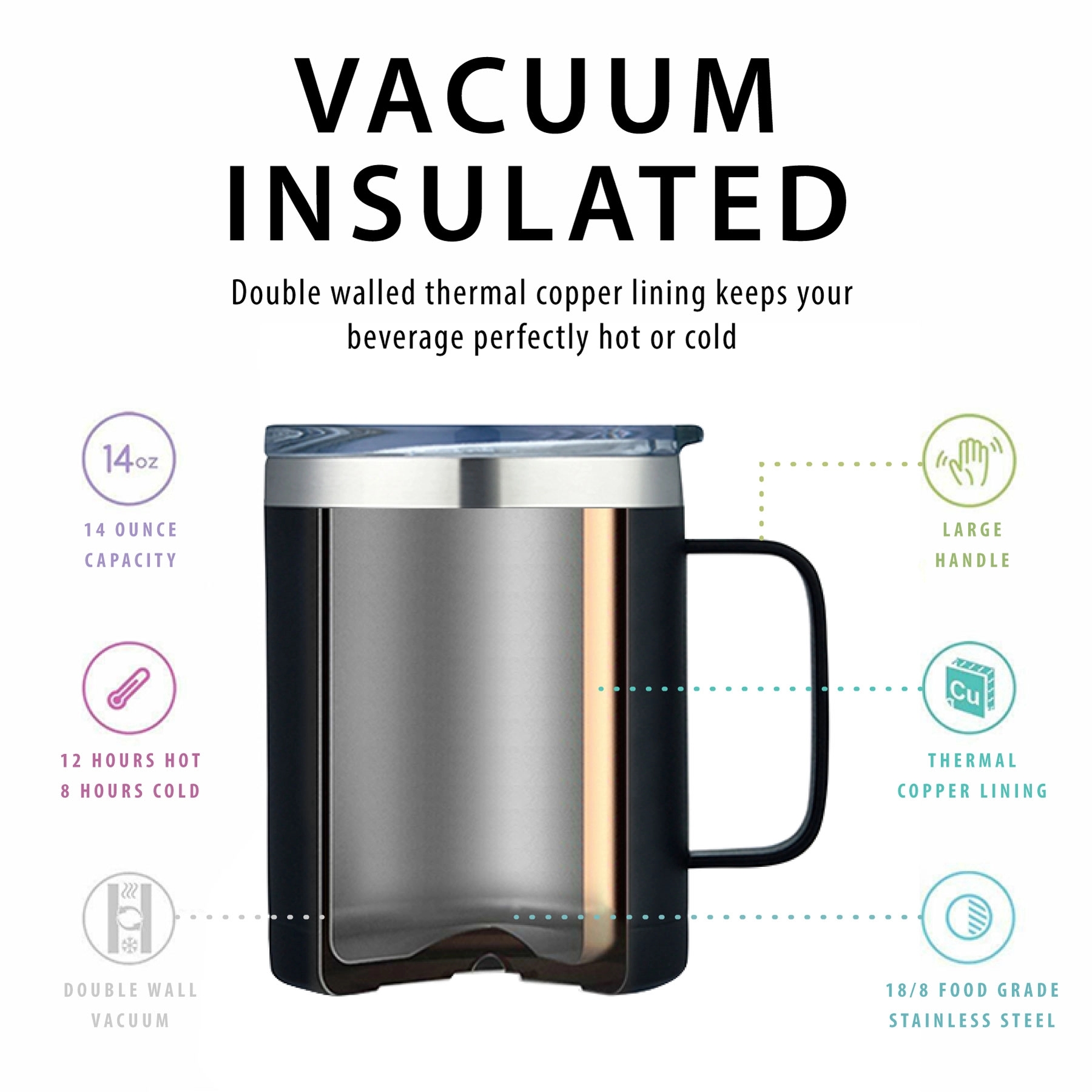 OSLO - 14 OZ STAINLESS STEEL VACUUM SEAL TRAVEL MUG 8