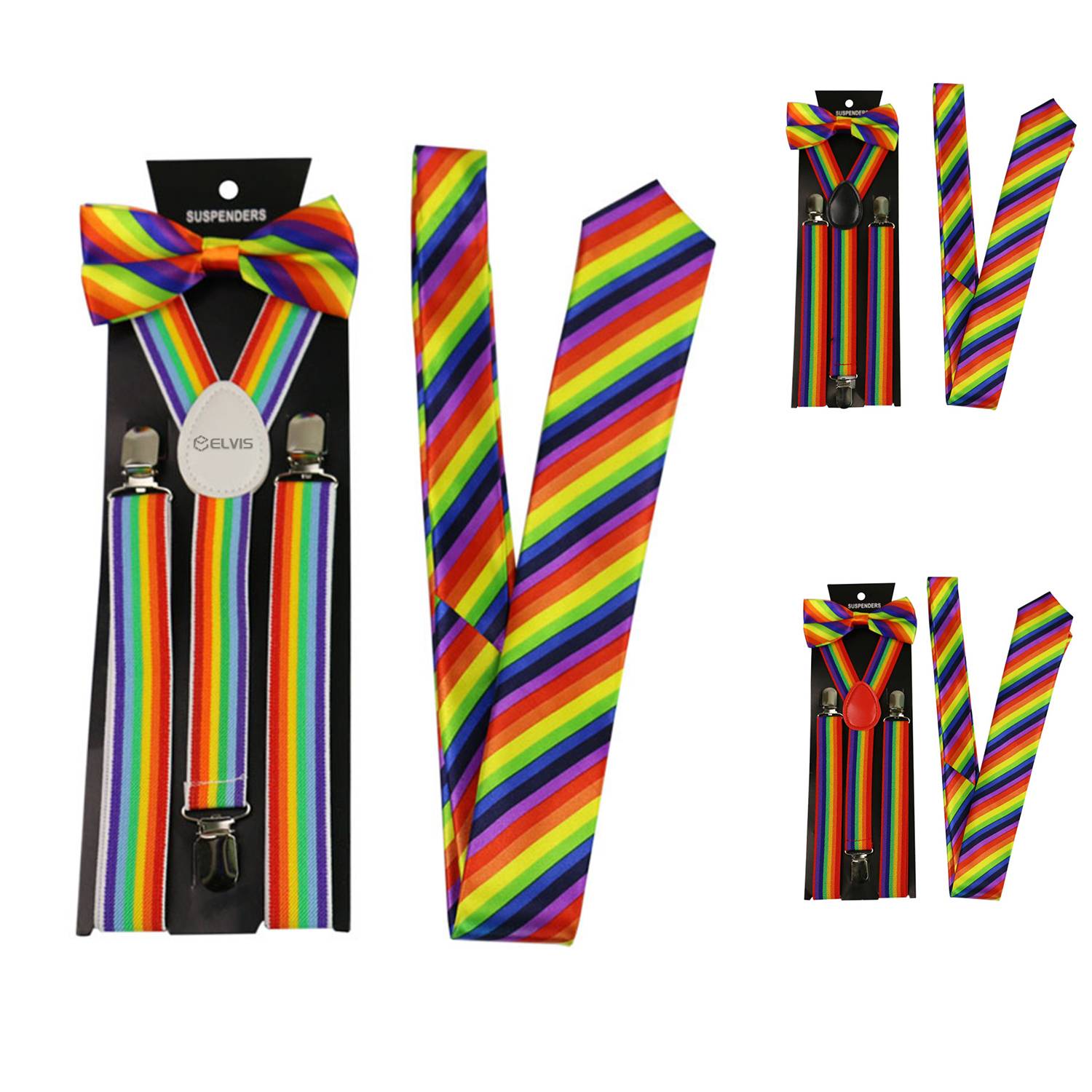 Rainbow Suspenders w/ Bow Tie Three-piece Set 3