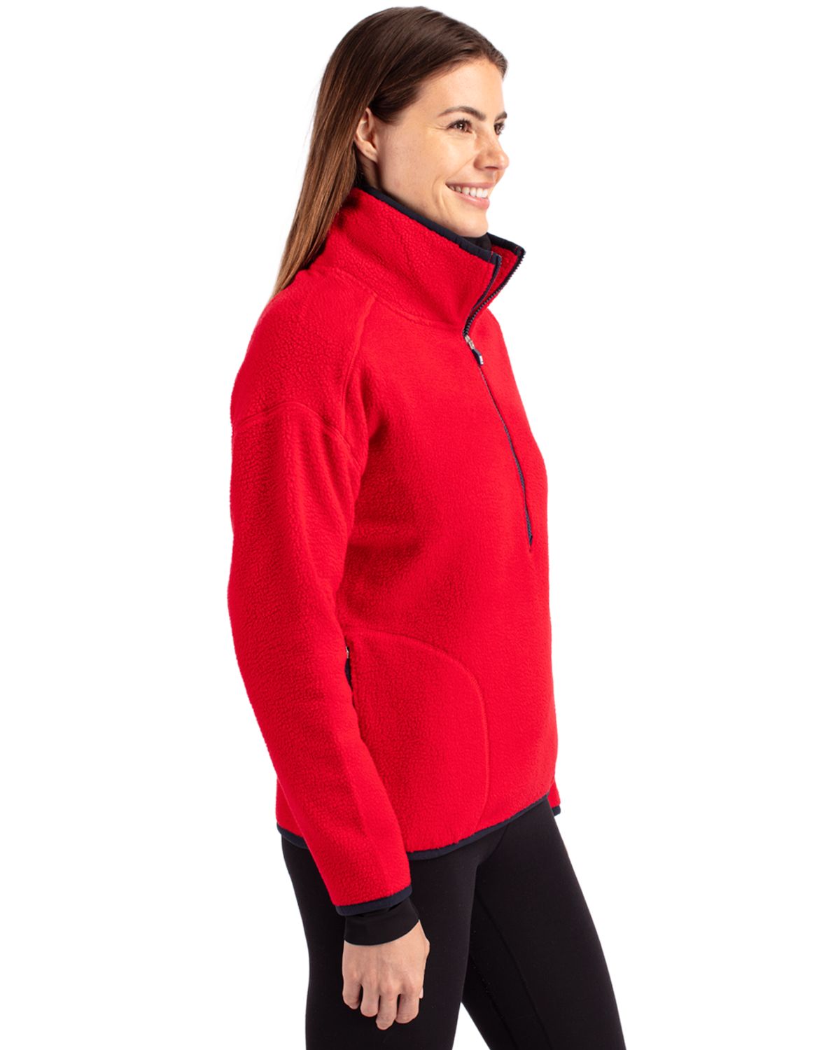 Cutter & Buck Cascade Epic Comfort Recycled Sherpa Fleece Womens Pullover Jacket 21