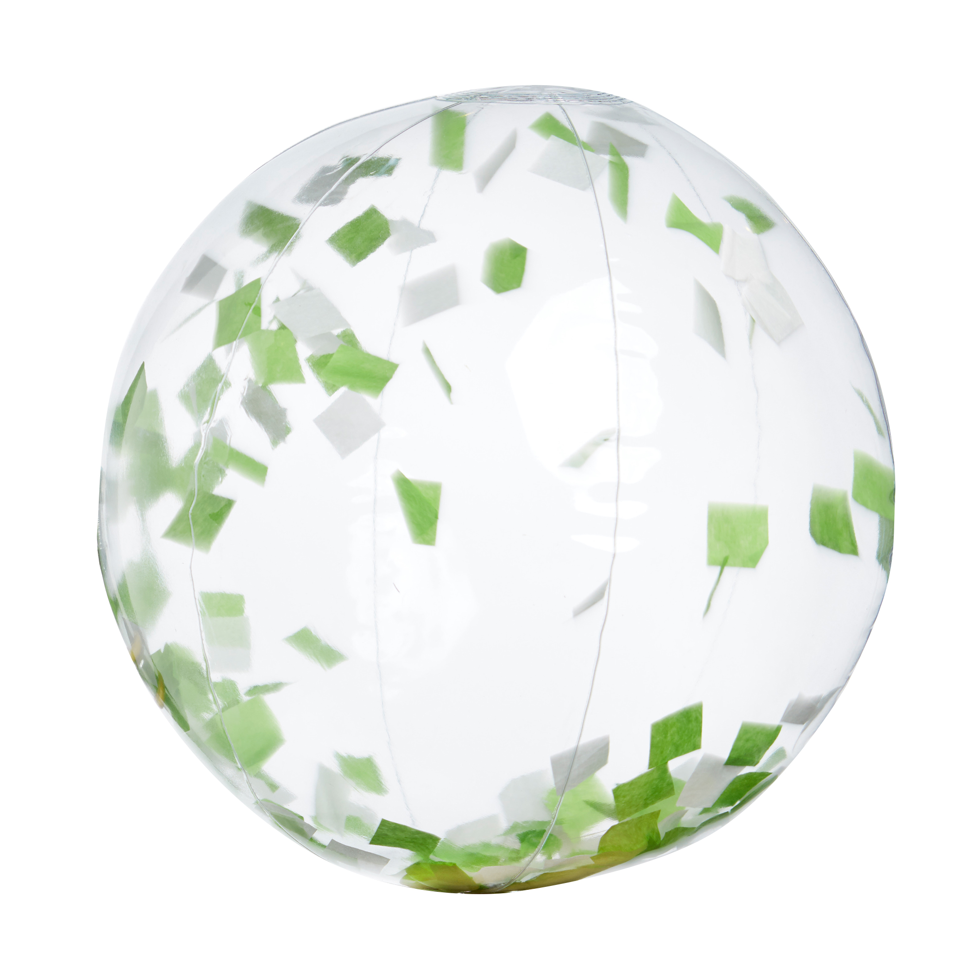 16" Green and White Confetti Filled Round Clear Beach Ball 1