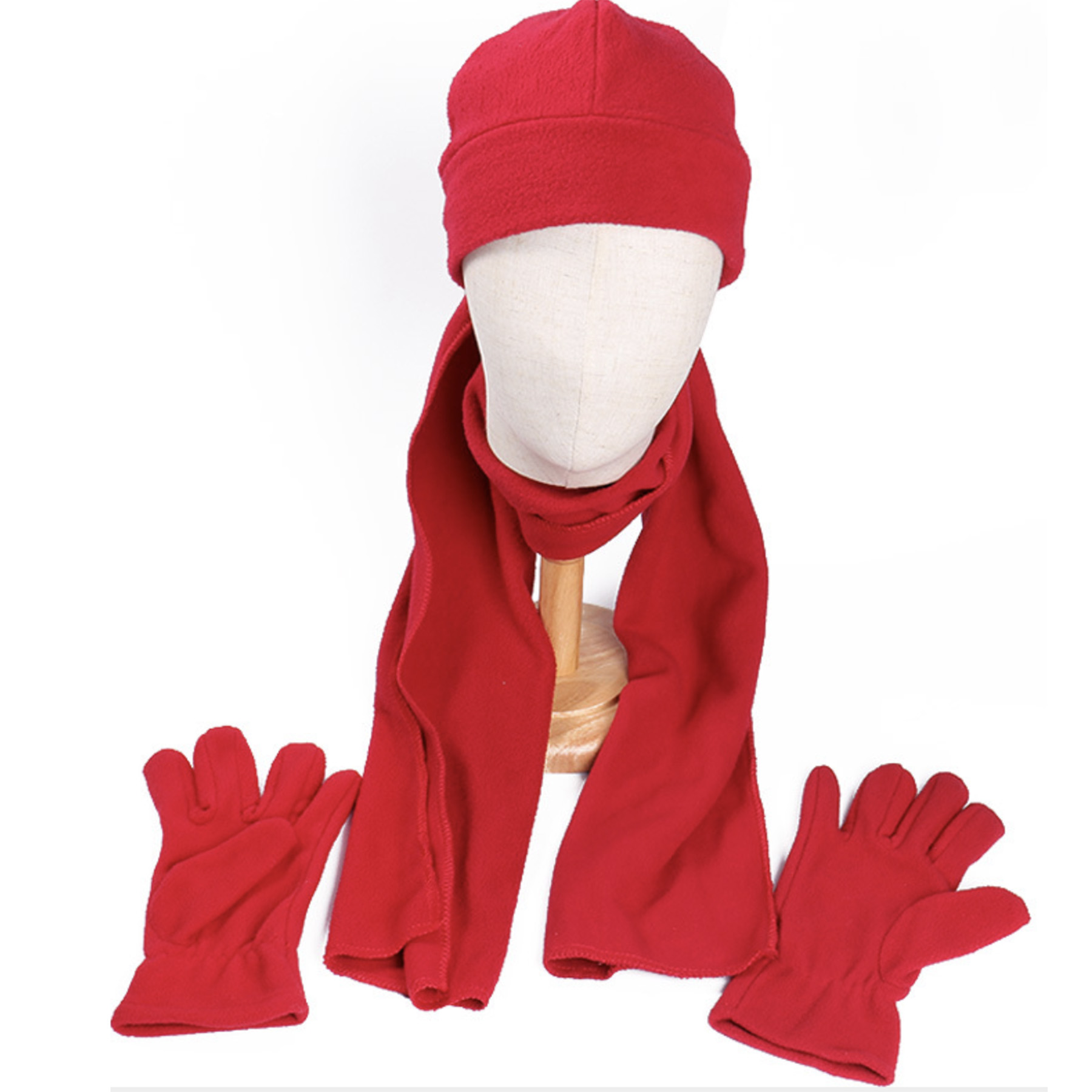 3 Pieces Winter Set- Polar Fleece Hat Scarf Gloves 2