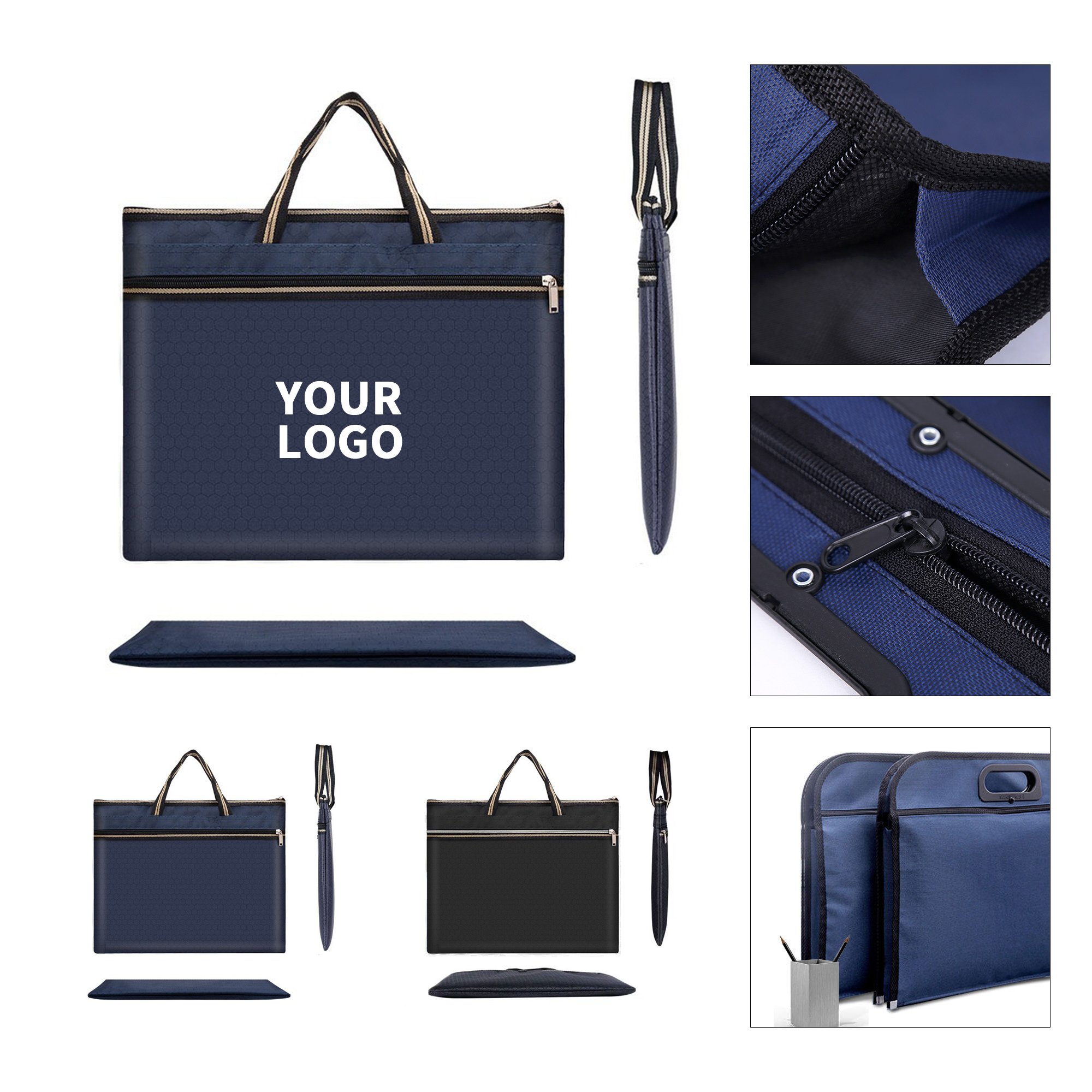 Oxford Cloth Document Briefcase 14 x 12" With Zipper Pocket 3