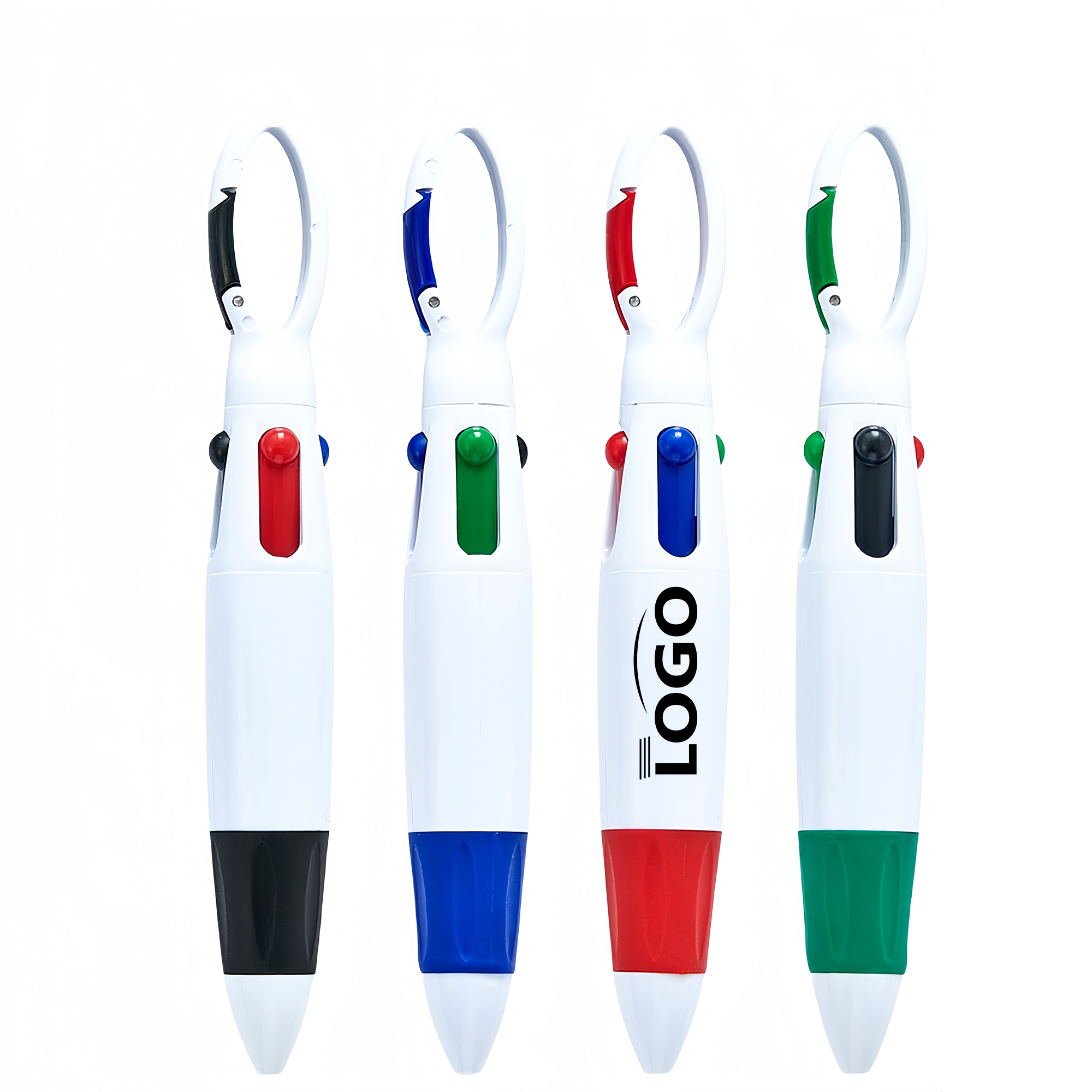 Four-color plastic mountaineering buckle click pen 3