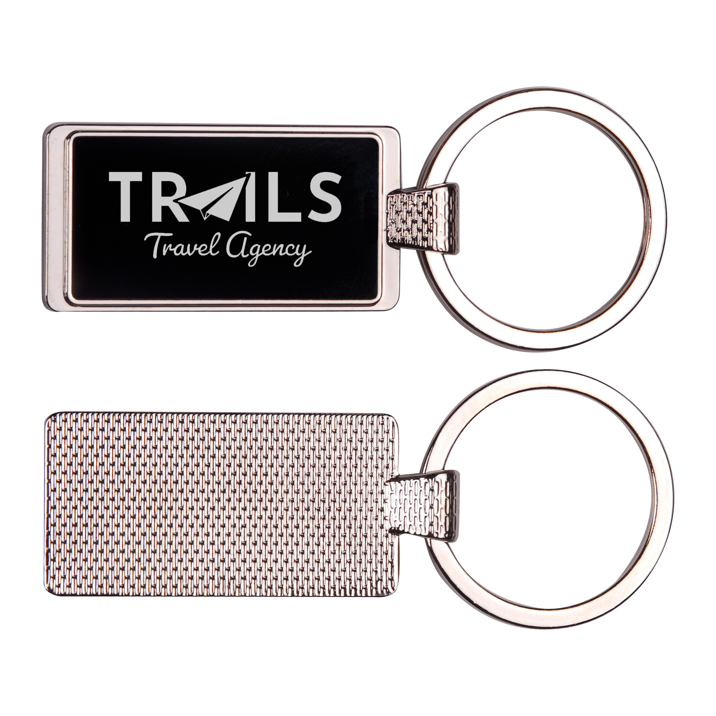 Rectangle Metal Key Chain with Reflective Finish 1