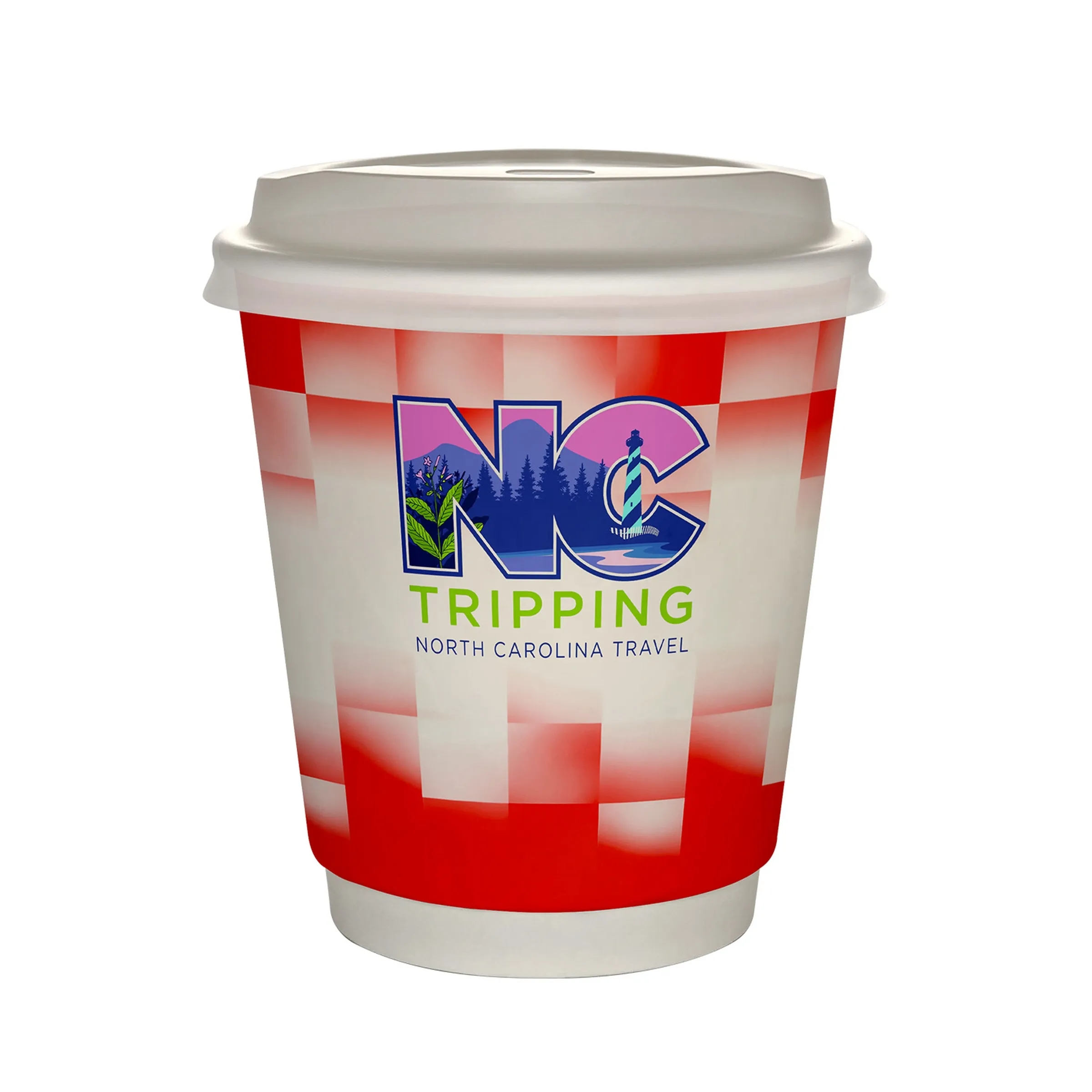 10 oz Full Color Shaded Checkers Insulated Paper Cup With Li 20