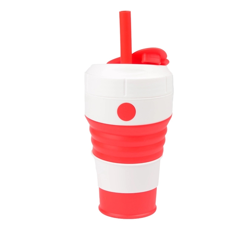 450ML Silicone Straw Folding Coffee Cup 5