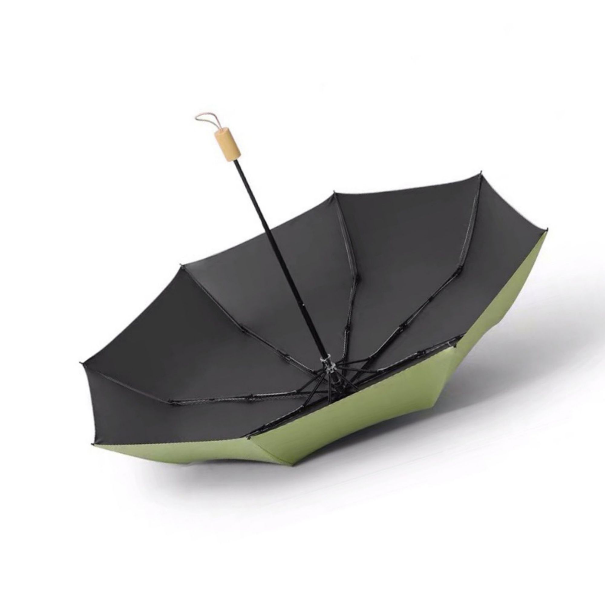 Solid Wood Handle Black Glue Sun Umbrella 2