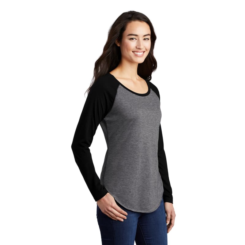 Sport-Tek Women's PosiCharge Long Sleeve Tri-Blend Wicking Scoop Neck Raglan Tee 17