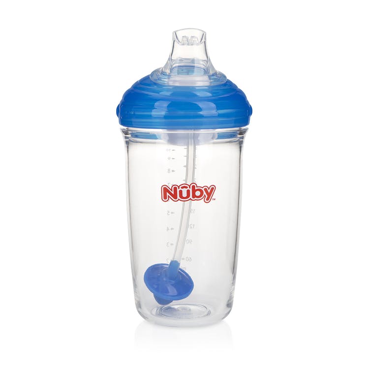 Nuby™ No-Spill Trainer Cups w/Hygienic Cover - Blue 10 oz 1