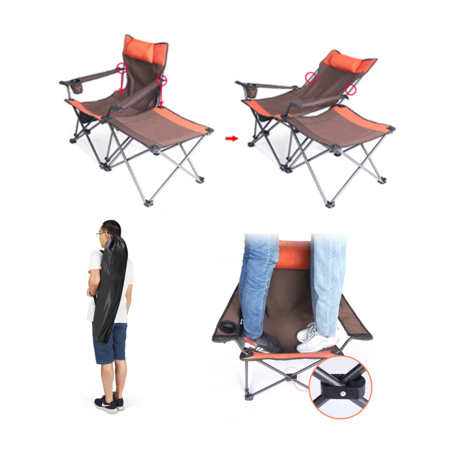 Outdoor Foldable Camping Sitting Lying Chair 3