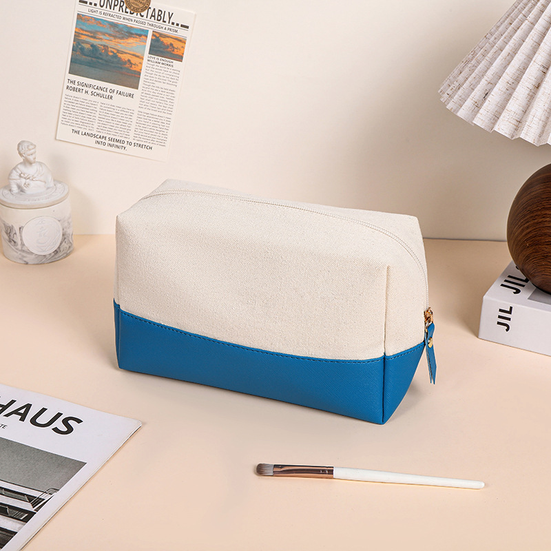 Portable Canvas PU Large Capacity Wash Toiletry Bag 8