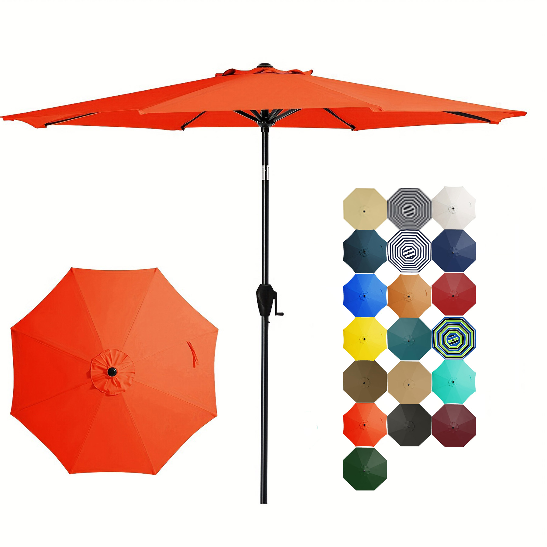 Crank Lift Button Tilt Outdoor Table Umbrella 18