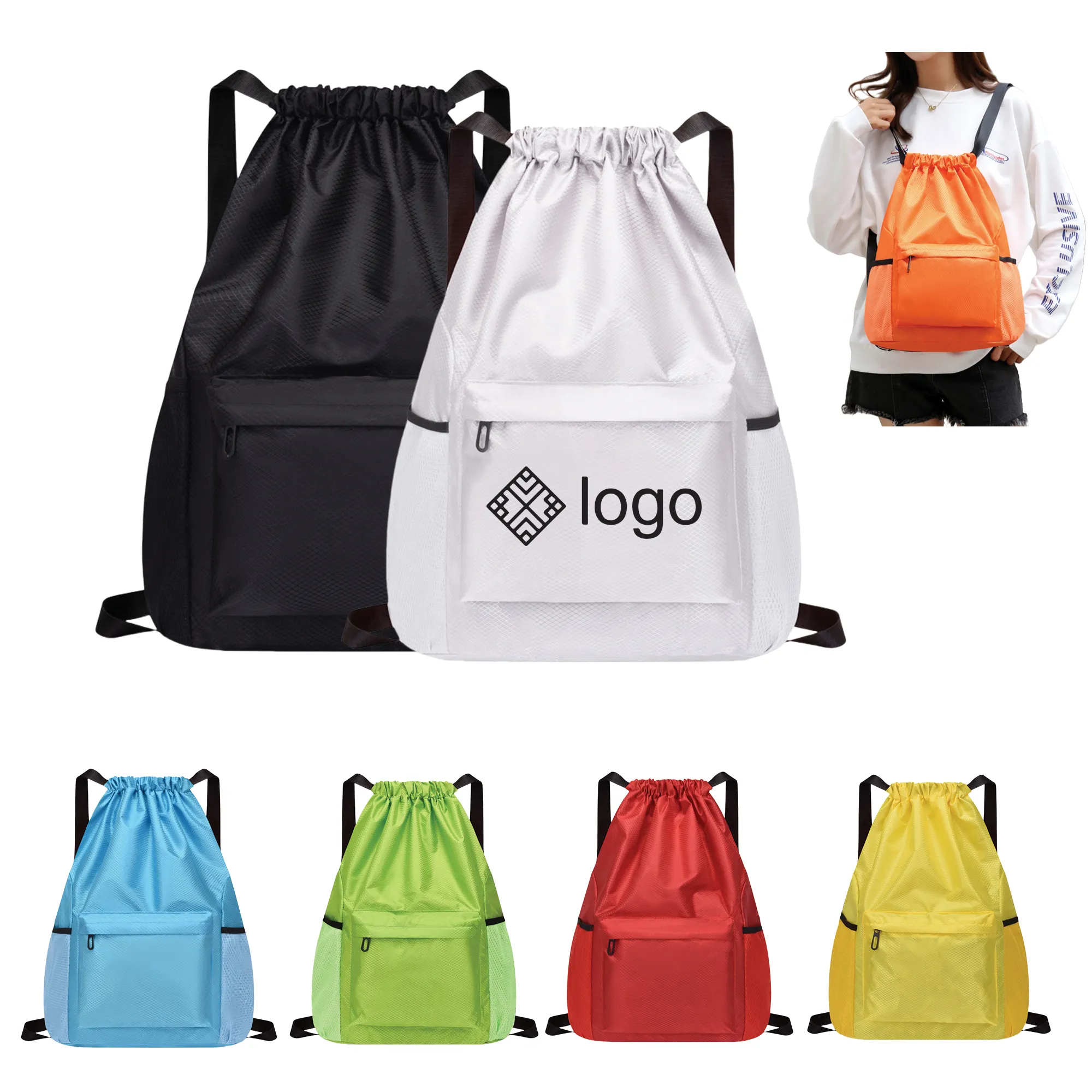 Oxford Cloth Waterproof Drawstring Shoulder Bag 7