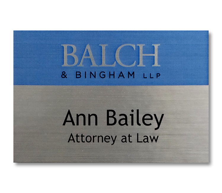 The Zeus full color metallic plastic namebadge up to 6 sq" 3